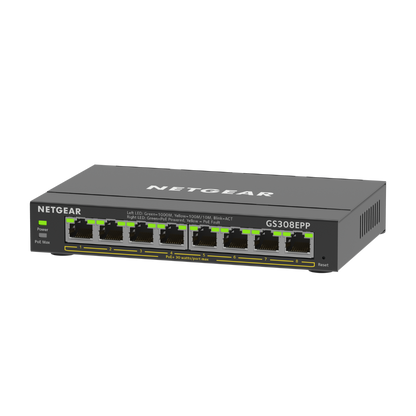 NETGEAR 8-Port PoE+ Gigabit Ethernet Plus Switch (123W) 300 Series SOHO Plus (GS308EPP)