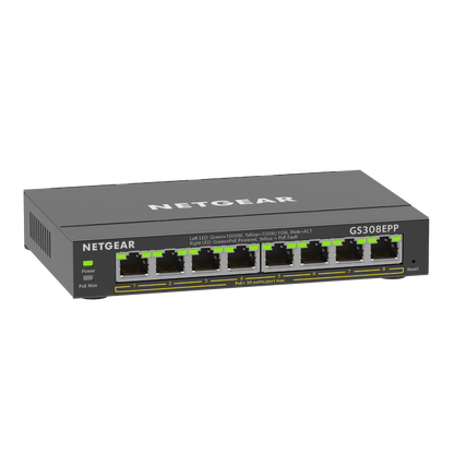 NETGEAR 8-Port PoE+ Gigabit Ethernet Plus Switch (123W) 300 Series SOHO Plus (GS308EPP)