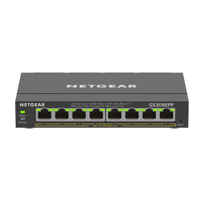NETGEAR 8-Port PoE+ Gigabit Ethernet Plus Switch (123W) 300 Series SOHO Plus (GS308EPP)