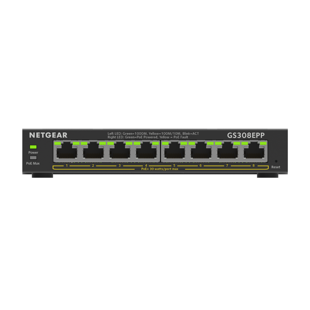 NETGEAR 8-Port PoE+ Gigabit Ethernet Plus Switch (123W) 300 Series SOHO Plus (GS308EPP)