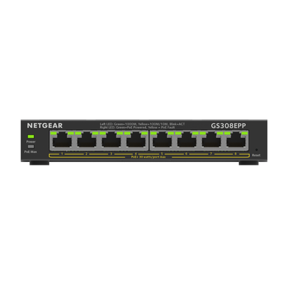 NETGEAR 8-Port PoE+ Gigabit Ethernet Plus Switch (123W) 300 Series SOHO Plus (GS308EPP)