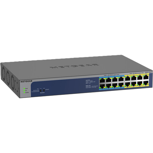 NETGEAR GS516UP 16-Port Gigabit Ethernet High-Power PoE+ Unmanaged Switch with 8-Ports PoE++ (380W)