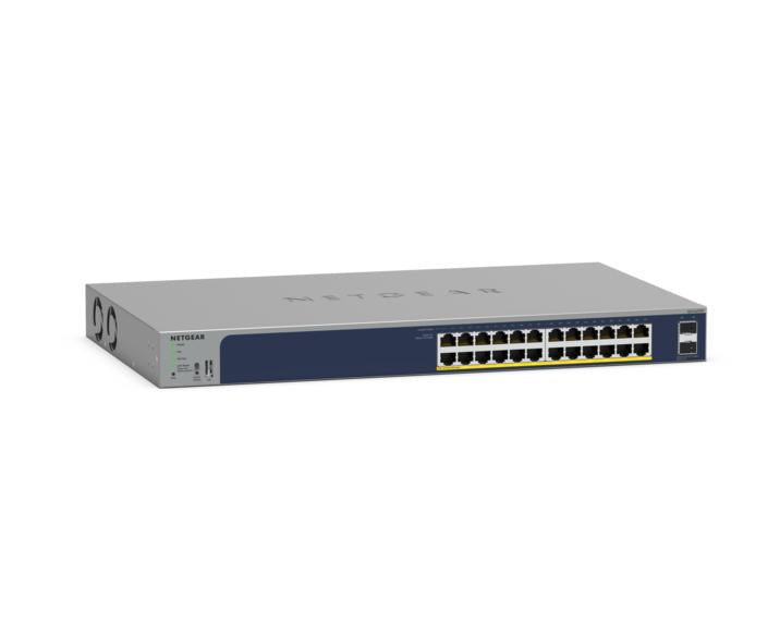 NETGEAR 24 Port Gigabit Ethernet PoE+ Smart Switch w/ optional Remote/Cloud Management and 2 SFP Ports (380W)