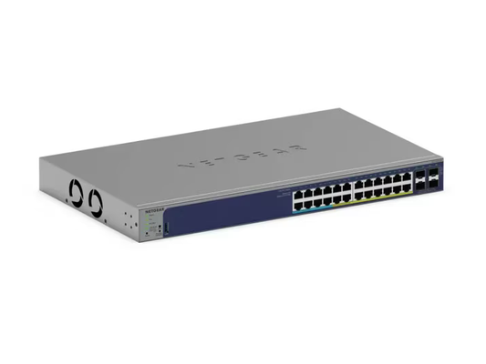 NETGEAR GS728TXUP 24-Port Gigabit PoE+ and PoE++ Smart Switch w/optional Remote/Cloud Management and 4 SFP+ Ports (420W)