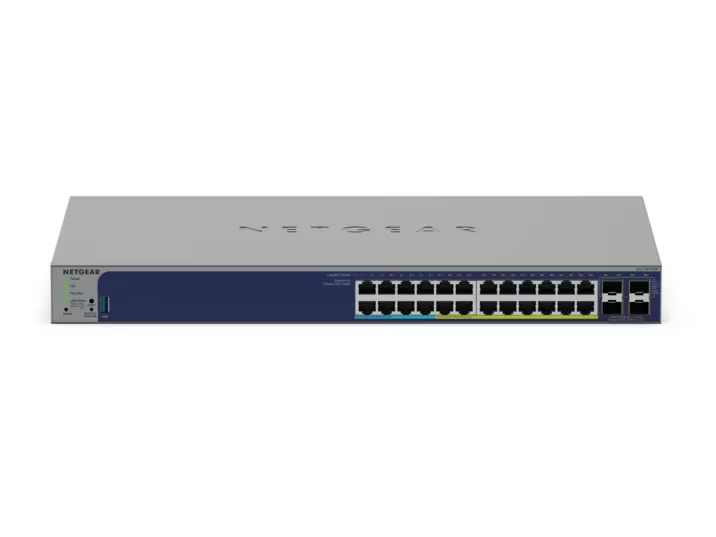 NETGEAR GS728TXUP 24-Port Gigabit PoE+ and PoE++ Smart Switch w/optional Remote/Cloud Management and 4 SFP+ Ports (420W)