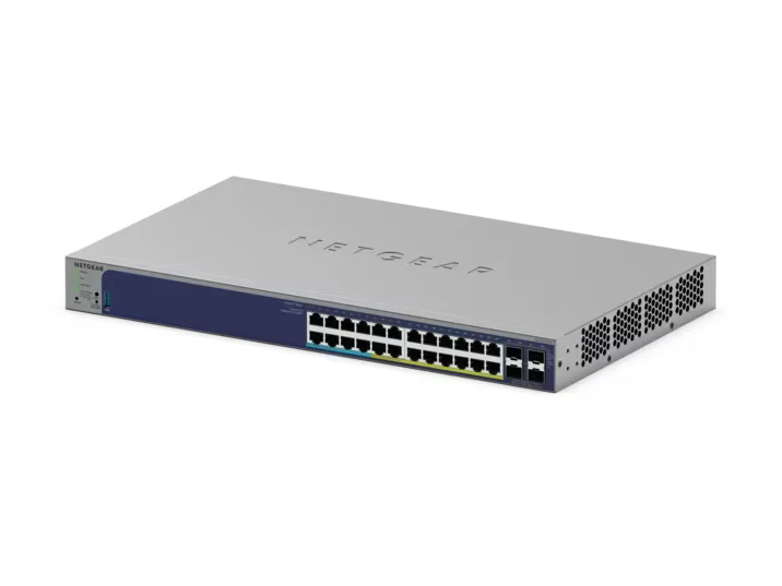 NETGEAR GS728TXUP 24-Port Gigabit PoE+ and PoE++ Smart Switch w/optional Remote/Cloud Management and 4 SFP+ Ports (420W)