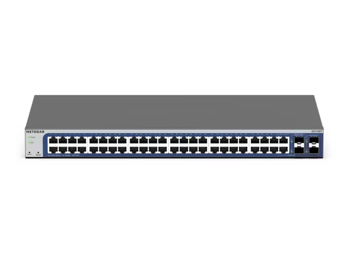 NETGEAR GS748T 48-Port Gigabit Ethernet Smart Switch With 2 Copper/SFP Combo Ports and 2 Dedicated SFP Ports