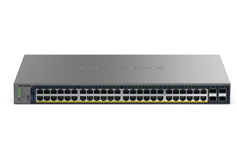 NETGEAR GS752TP 48 Port Gigabit Ethernet PoE+ Smart Switch w/ optional Remote/Cloud Management and 4 SFP Ports (380W)