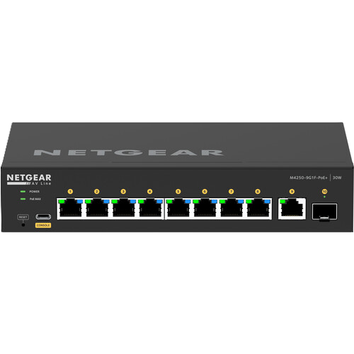 NETGEAR AV Line M4250 GSM4210PD 8-Port Gigabit PoE+ Compliant Managed AV Switch with SFP (110W)
