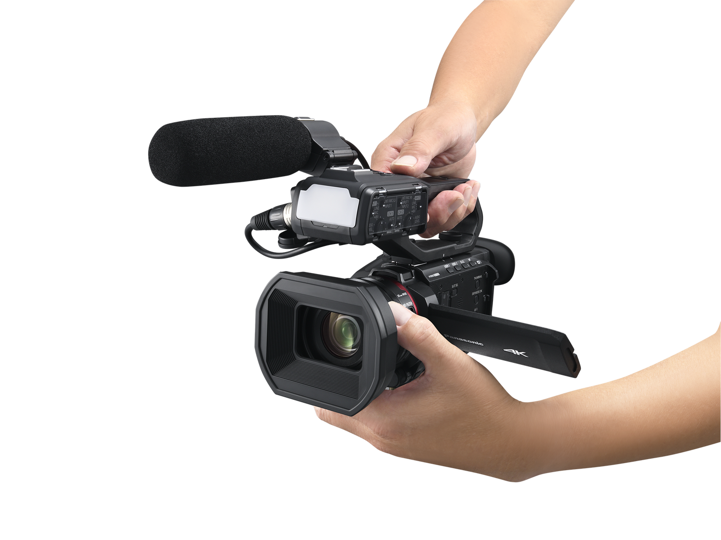 Panasonic X2100 4K Pro Camcorder with 24X Optical Zoom, Livestream, and LED Video Light