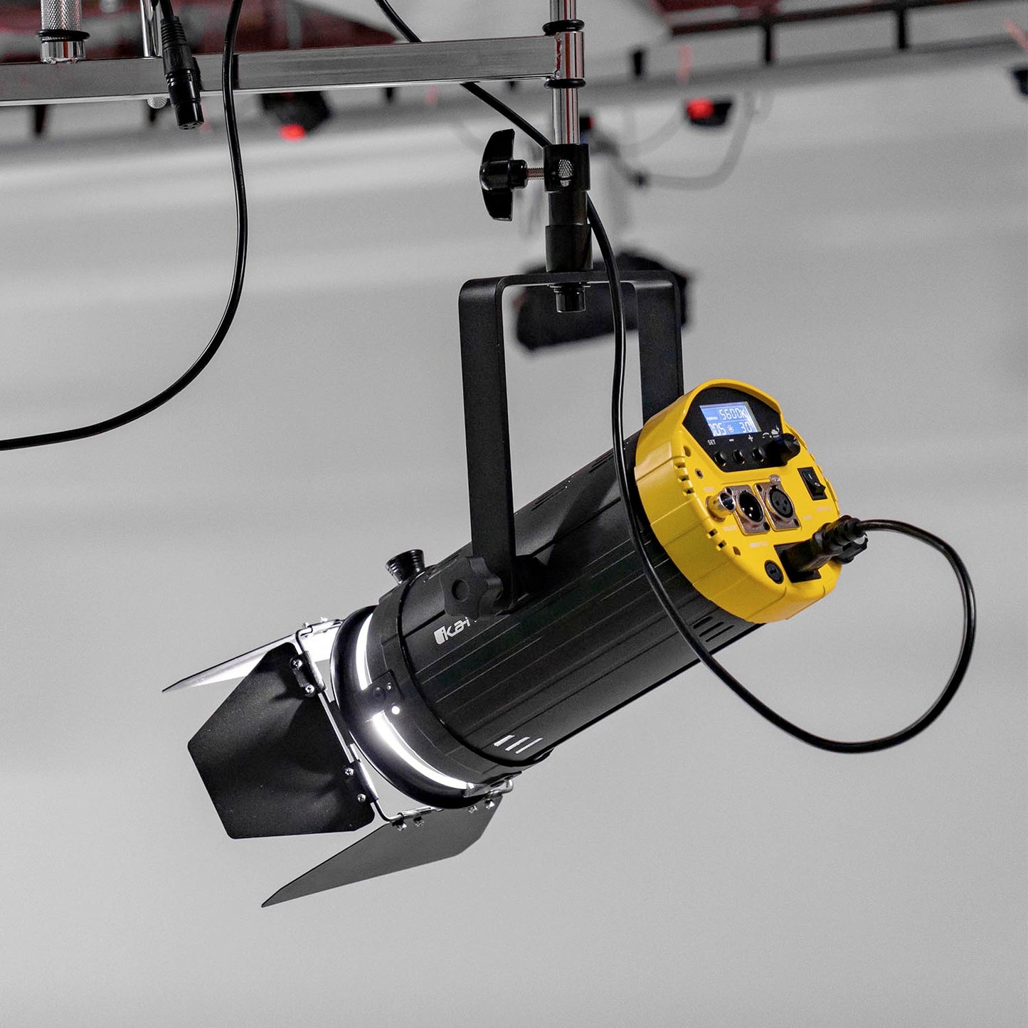 iKan Helia 150 Watt 4 in. Fresnel Bi-Color LED Studio Light w/ DMX and 8 Leaf Barn Doors