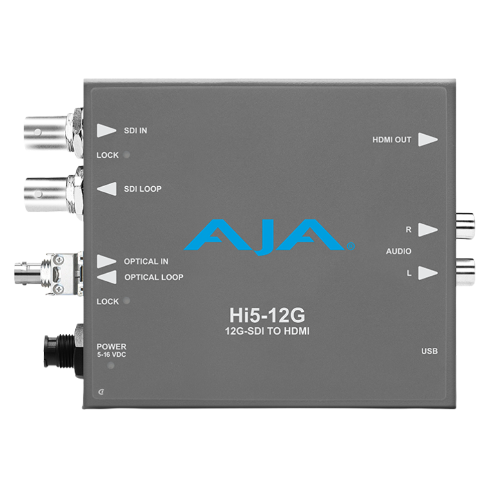 AJA Hi5-12G-R-ST – 12G-SDI to HDMI 2.0 Converter with ST Fiber Receiver