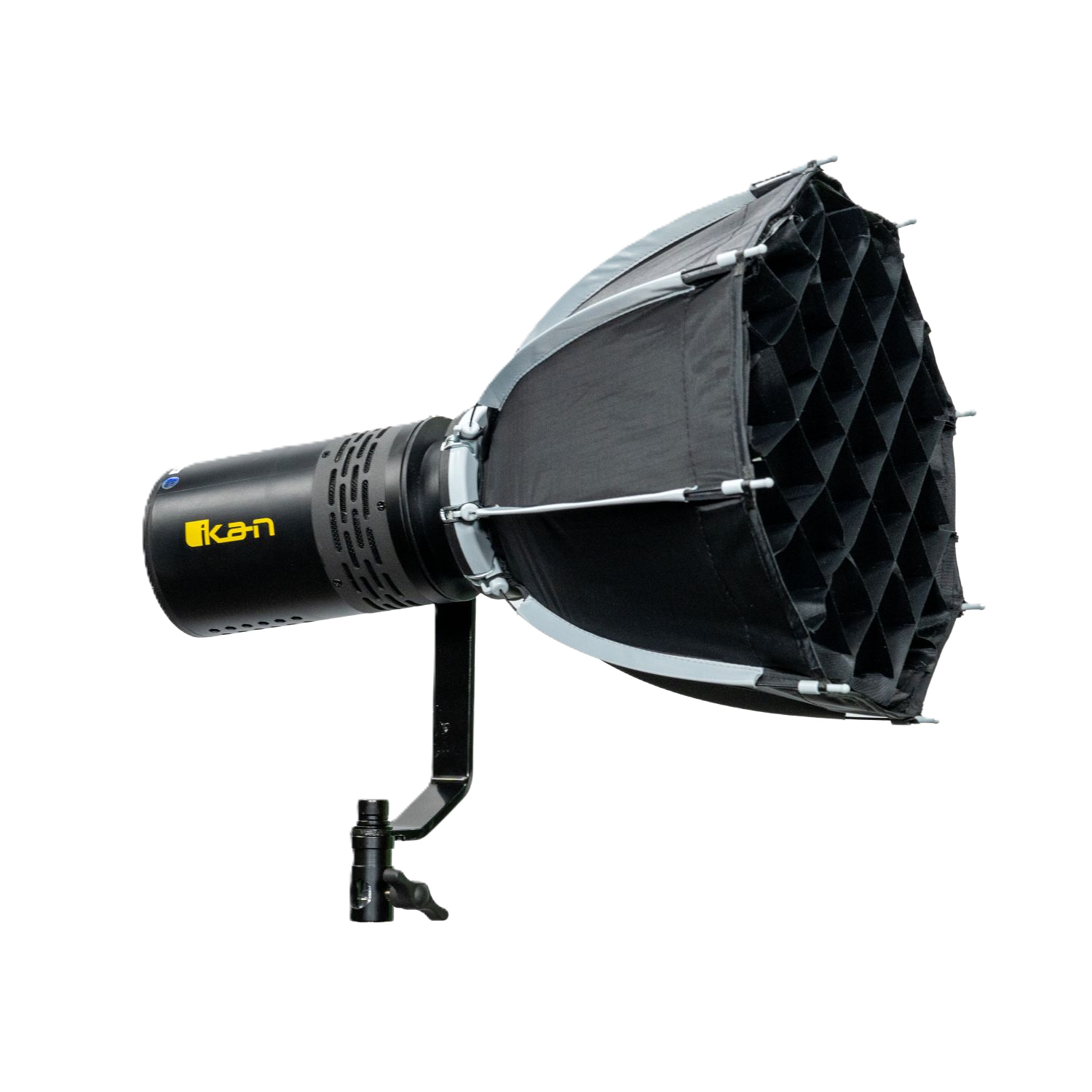 Studio light with honeycomb grid and Kast logo on a white background