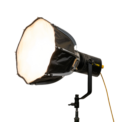 Studio light with softbox on a white background