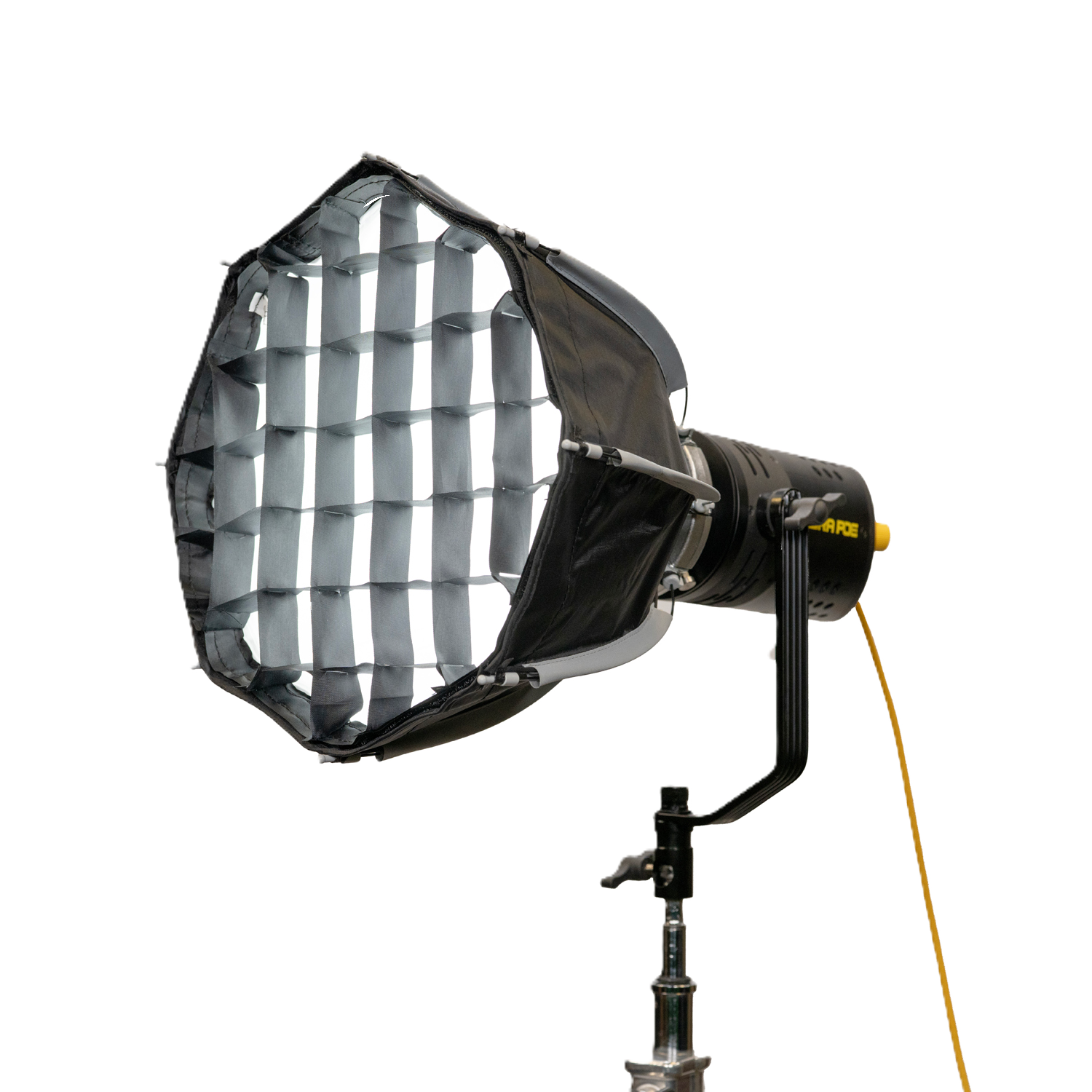 Studio light with softbox on a white background