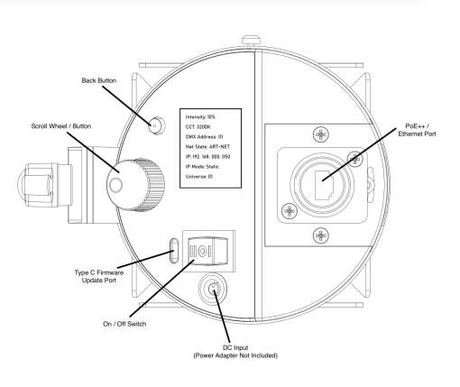 iKan Lyra POE Bi-Color Studio Zoom Fresnel LED Light w/ ArtNet and sACN DMX