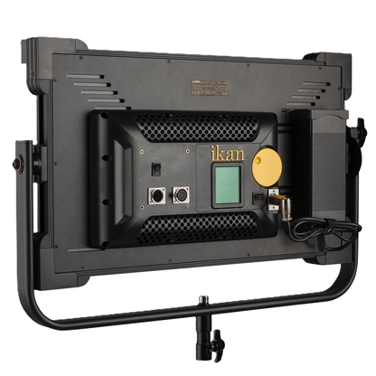 Black studio light with 'ikan' branding on a white background