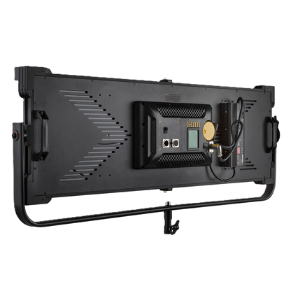 Black LED light panel with control panel on a white background