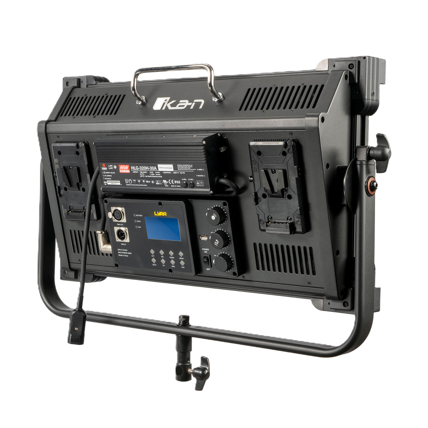 Professional lighting equipment with brand logo on a white background