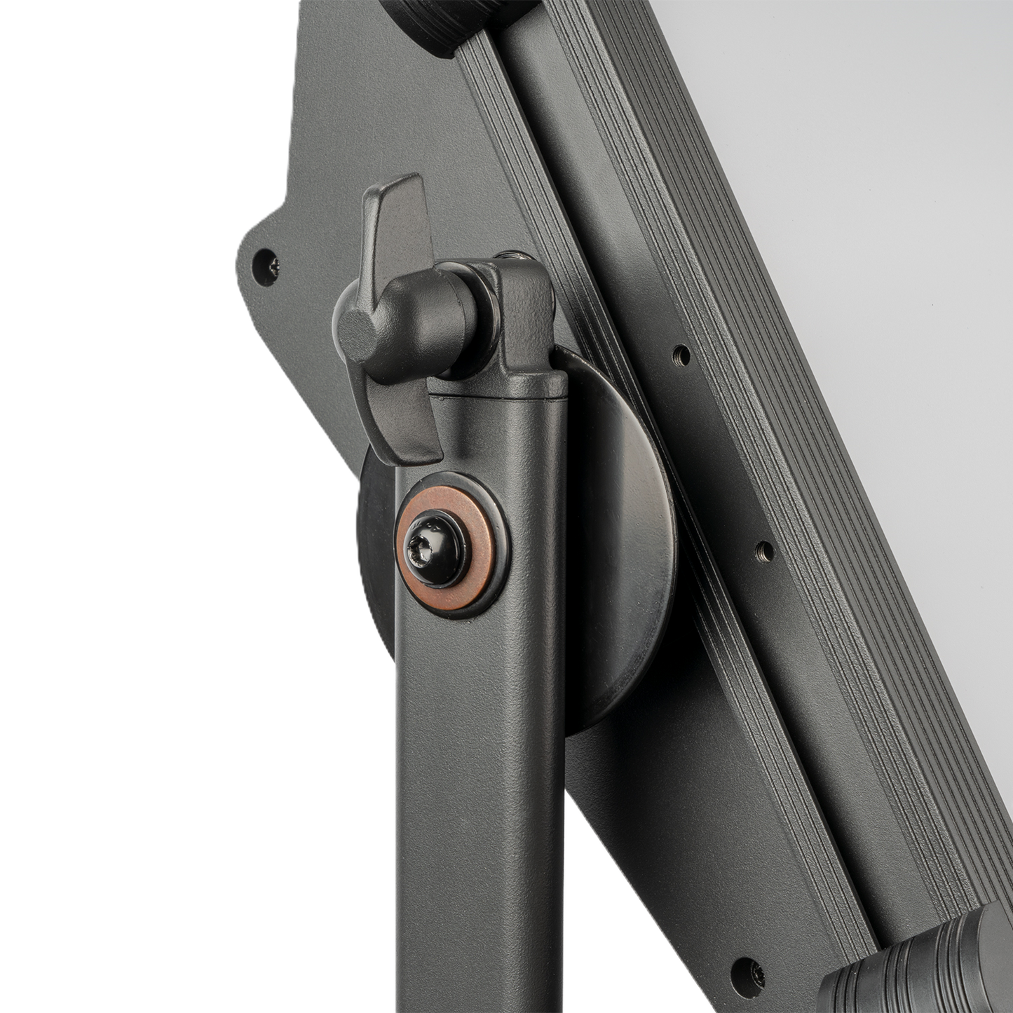 Close-up of a mechanical component on a gray background