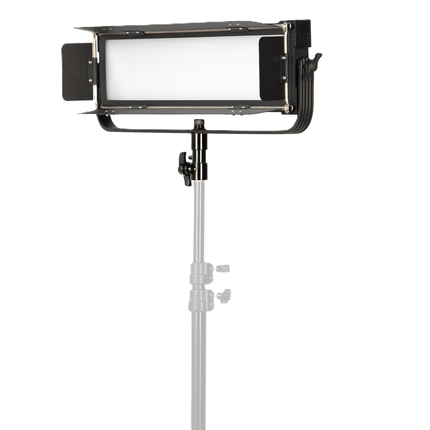 iKan Lyra Low Profile Daylight Studio Panel Soft LED Light w/ DMX Control Studio light with stand on a white background