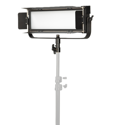 iKan Lyra Low Profile Daylight Studio Panel Soft LED Light w/ DMX Control Studio light with stand on a white background