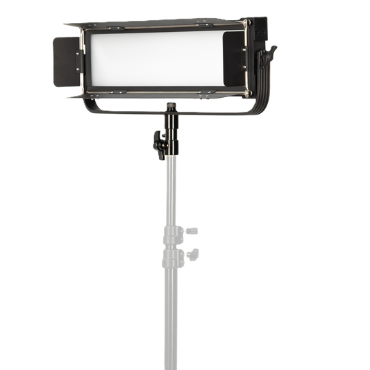 iKan Lyra Low Profile Daylight Studio Panel Soft LED Light w/ DMX Control Studio light with stand on a white background