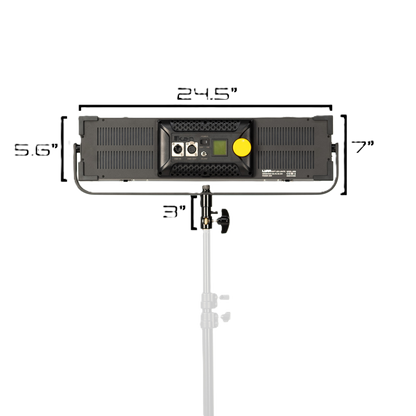 iKan Lyra Low Profile Daylight Studio Panel Soft LED Light w/ DMX Control Measurement chart of a light panel with dimensions labeled on a white background