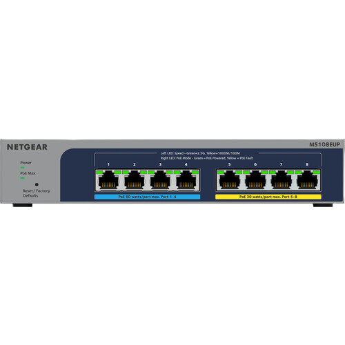 NETGEAR MS108EUP 8-port Multi-Gigabit (2.5G) Ethernet Ultra 60 PoE++ Easy Smart Managed Switch