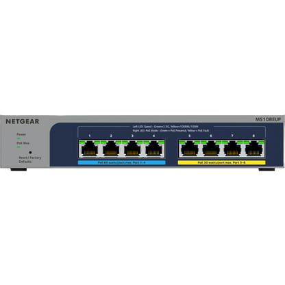 NETGEAR MS108EUP 8-port Multi-Gigabit (2.5G) Ethernet Ultra 60 PoE++ Easy Smart Managed Switch