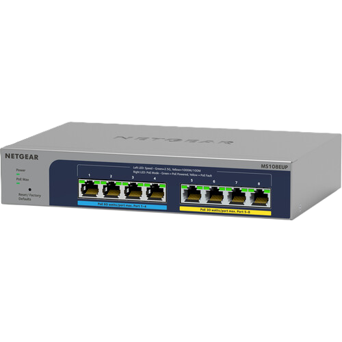 NETGEAR MS108EUP 8-port Multi-Gigabit (2.5G) Ethernet Ultra 60 PoE++ Easy Smart Managed Switch