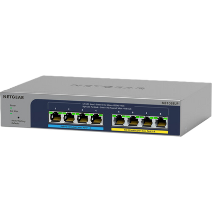 NETGEAR MS108EUP 8-port Multi-Gigabit (2.5G) Ethernet Ultra 60 PoE++ Easy Smart Managed Switch