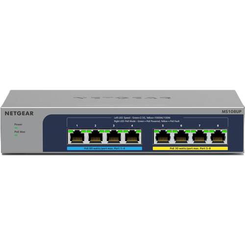 NETGEAR MS108UP 8-port Multi-Gigabit (2.5G) Ultra60 PoE++ Ethernet Unmanaged Switch Front