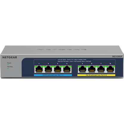 NETGEAR MS108UP 8-port Multi-Gigabit (2.5G) Ultra60 PoE++ Ethernet Unmanaged Switch Front