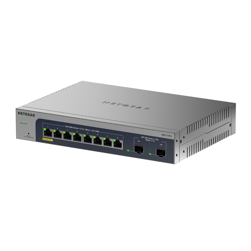 NETGEAR MS110TX 8-port Multi-Gig Ethernet Smart Managed Switch with 2 10G SFP+ Ports