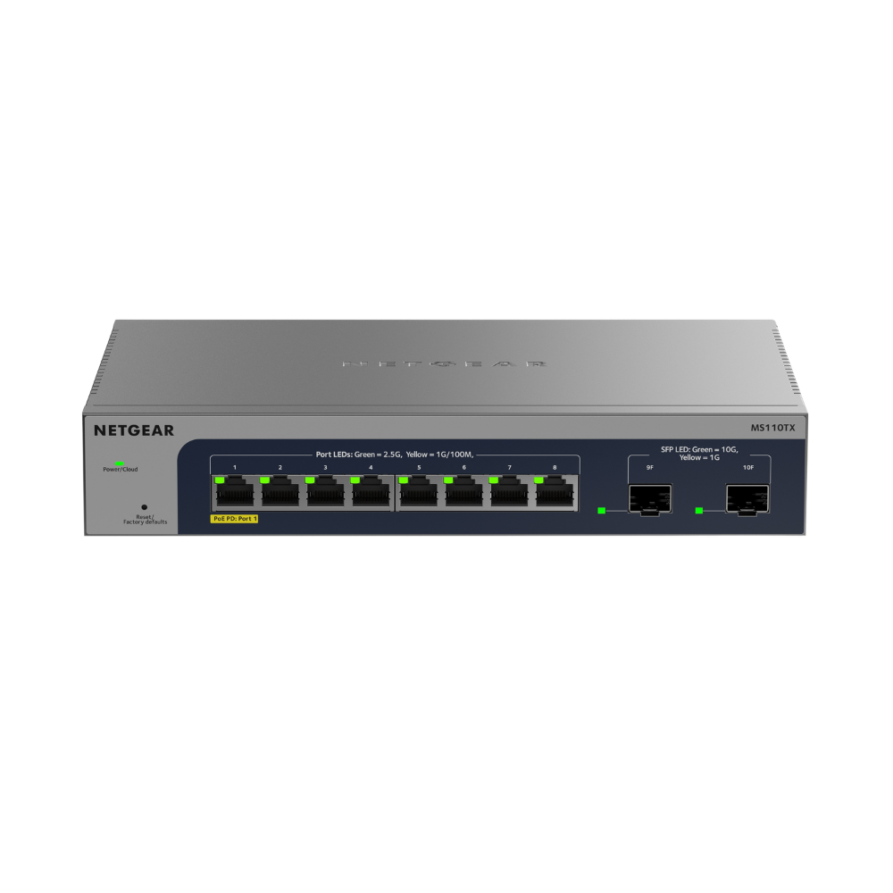 NETGEAR MS110TX 8-port Multi-Gig Ethernet Smart Managed Switch with 2 10G SFP+ Ports