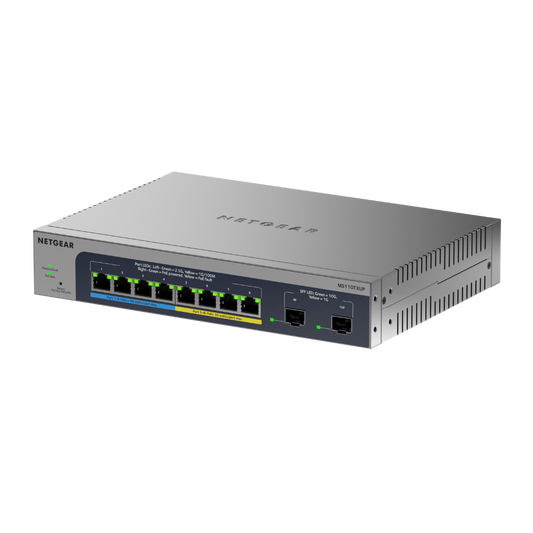 NETGEAR MS110TXUP 8-Port Ultra60 PoE++ Multi-Gigabit Smart Managed Switch with 2 10G SFP+ Ports