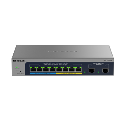 NETGEAR MS110TXUP 8-Port Ultra60 PoE++ Multi-Gigabit Smart Managed Switch with 2 10G SFP+ Ports
