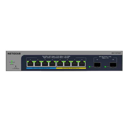 NETGEAR MS110TXUP 8-Port Ultra60 PoE++ Multi-Gigabit Smart Managed Switch with 2 10G SFP+ Ports