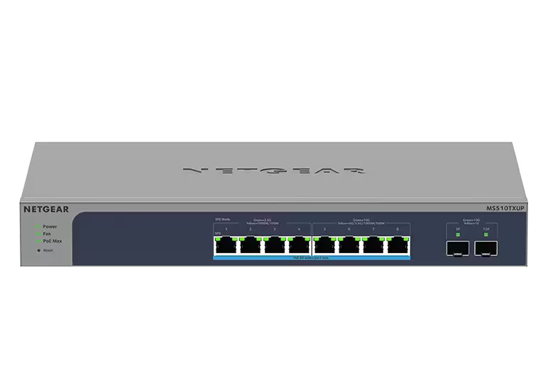 NETGEAR MS510TXUP 8-Port Multi-Gigabit/10G Ethernet Ultra60 PoE++ Smart Switch with 2 SFP+ Ports