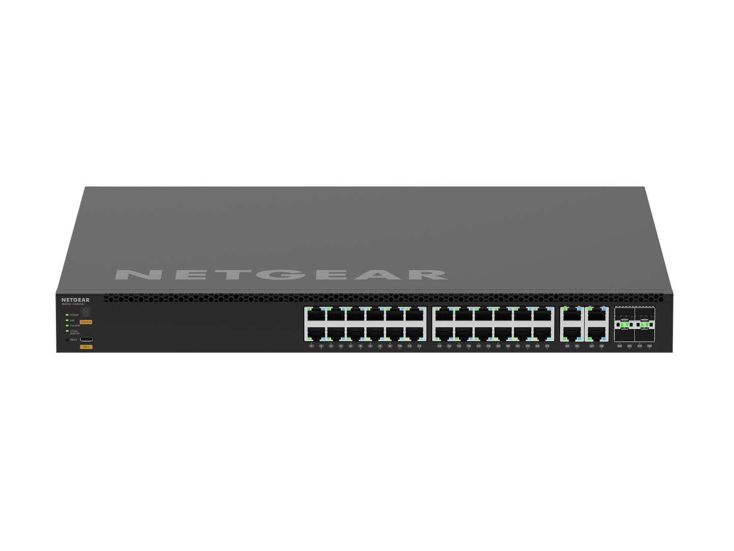 NETGEAR M4350-24M4X4V (MSM4332) 24x2.5G, 4x10G/Multi-gig PoE++ (522W base, up to 2,520W) and 4xSFP28 25G Fully Managed Switch