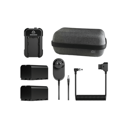Collection of power kit electronic components and accessories on a black background
