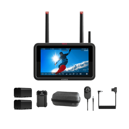 ATOMOS Ninja TX video monitor with accessories on a transparent background