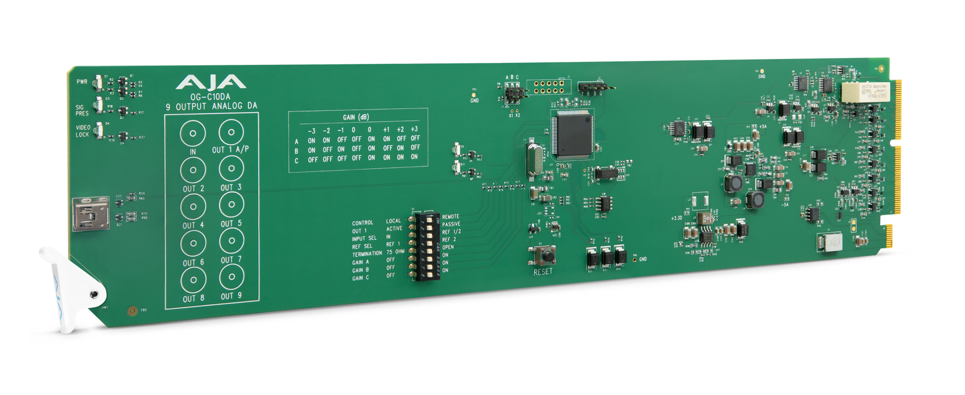 AJA Analog Video 1x9 openGear Amplifier Front Angled