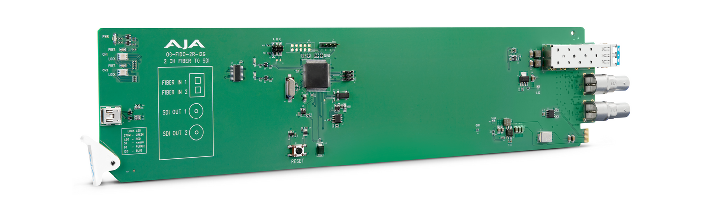 openGear 2-Channel 12G-SDI/LC Single Mode LC Fiber to Receiver Diagonal