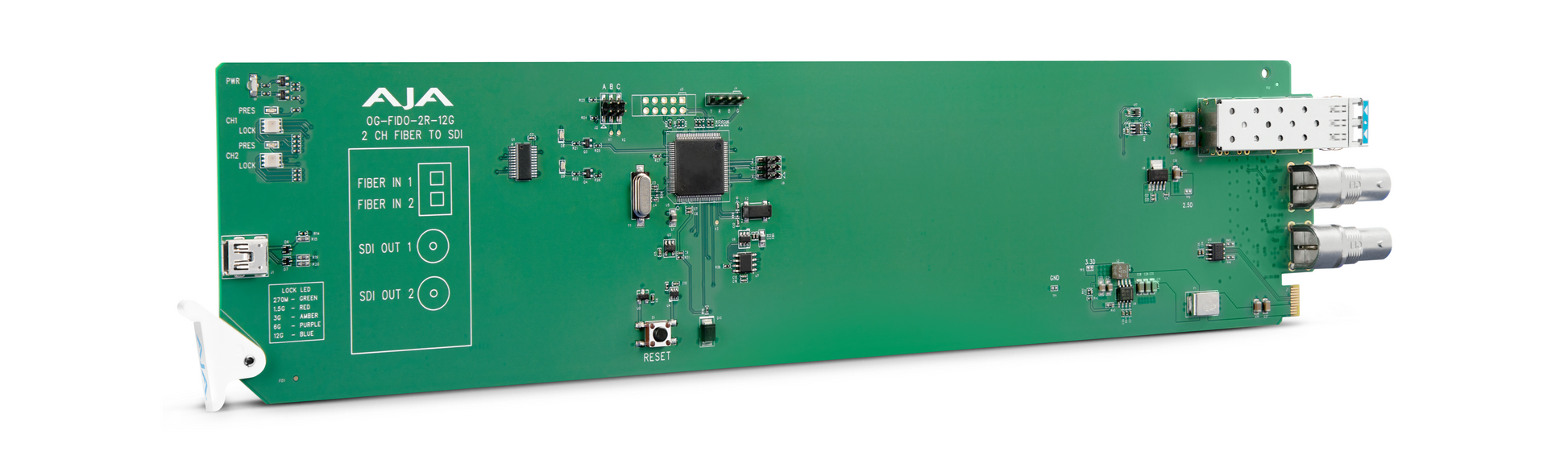 openGear 2-Channel 12G-SDI/LC Single Mode LC Fiber to Receiver Diagonal