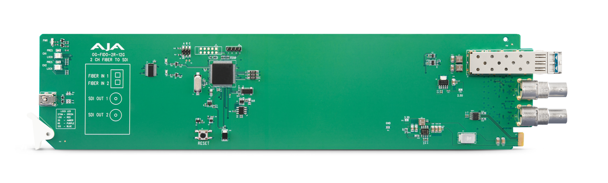 openGear 2-Channel 12G-SDI/LC Single Mode LC Fiber to Receiver Front