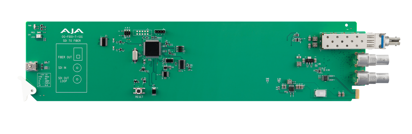 openGear 1-Channel 12G-SDI to Single Mode ST Fiber Transmitter Front