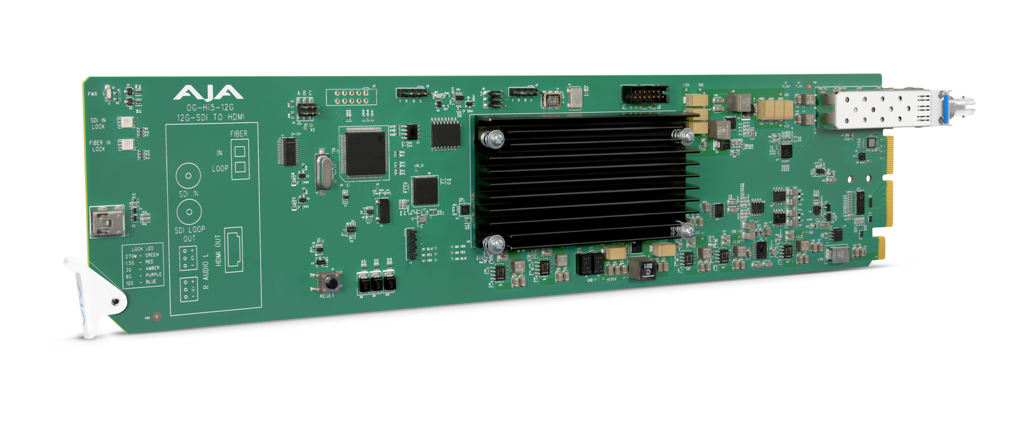 AJA 12G-SDI to HDMI ST Fiber Receiver Diagonal