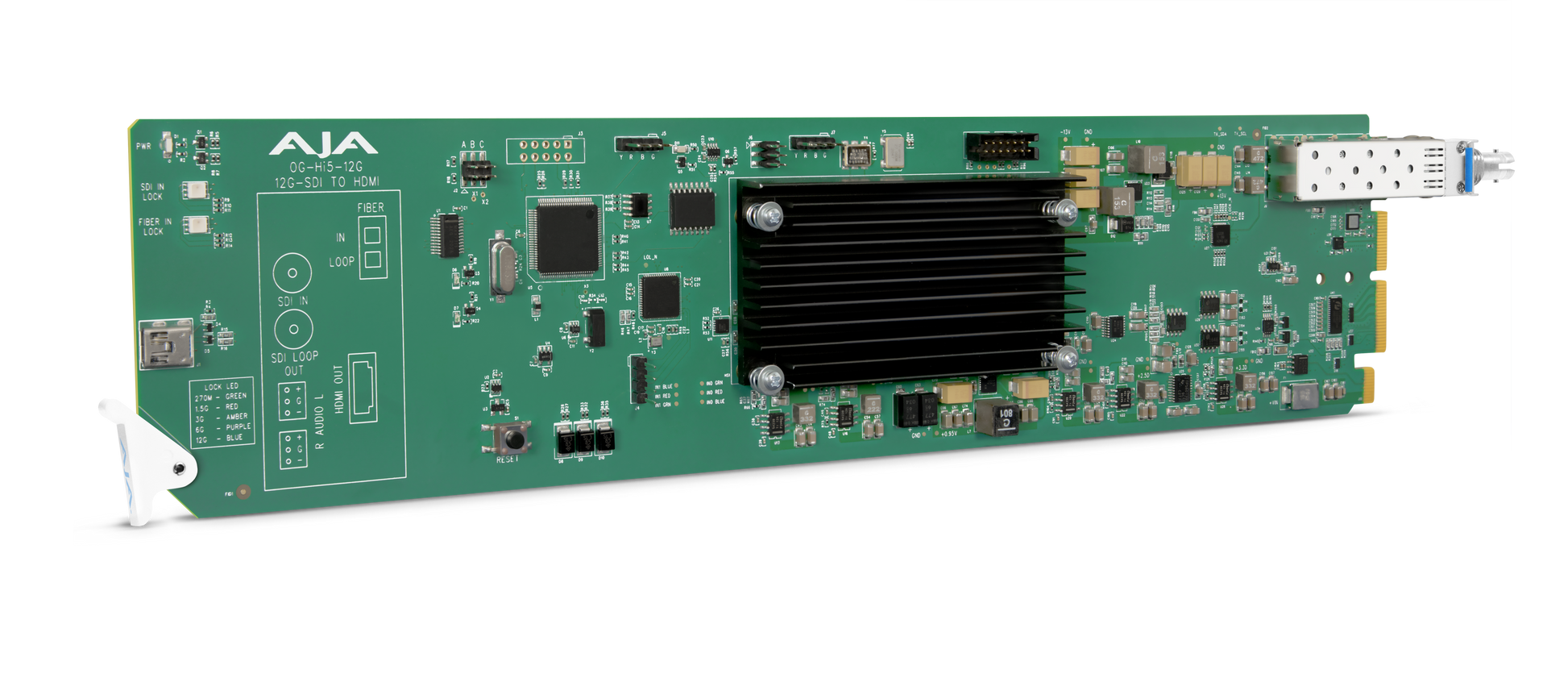 AJA 12G-SDI to HDMI ST Fiber Receiver Diagonal